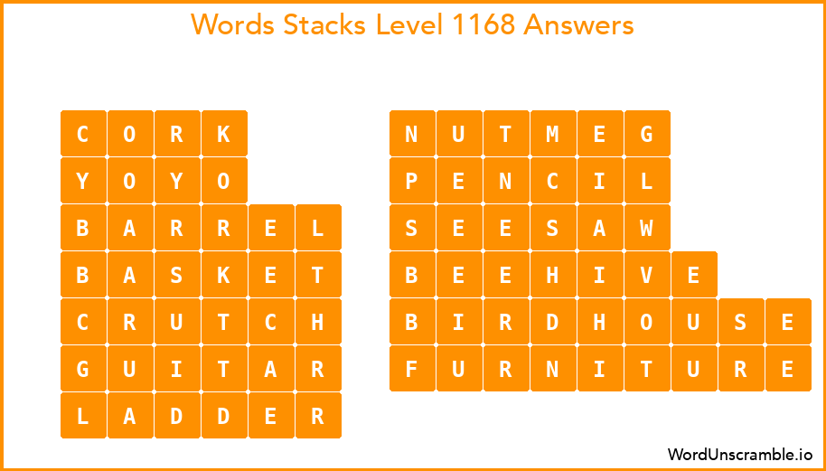 Word Stacks Level 1168 Answers