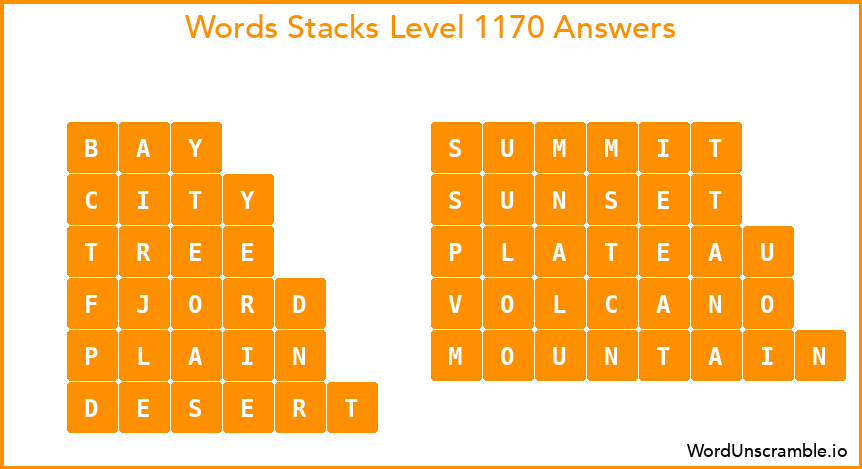 Word Stacks Level 1170 Answers