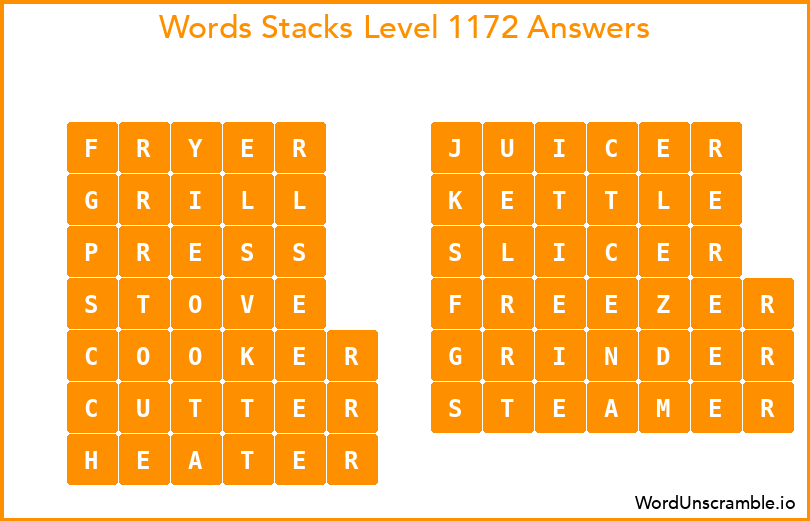 Word Stacks Level 1172 Answers