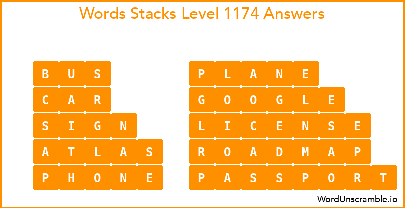 Word Stacks Level 1174 Answers