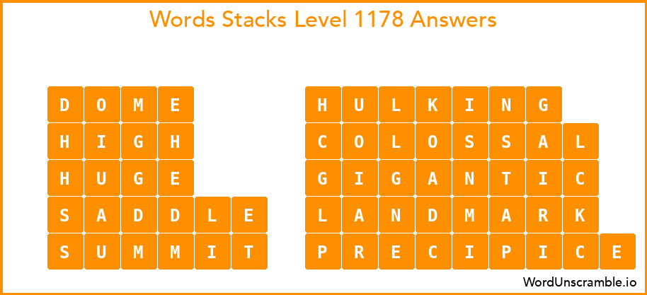 Word Stacks Level 1178 Answers