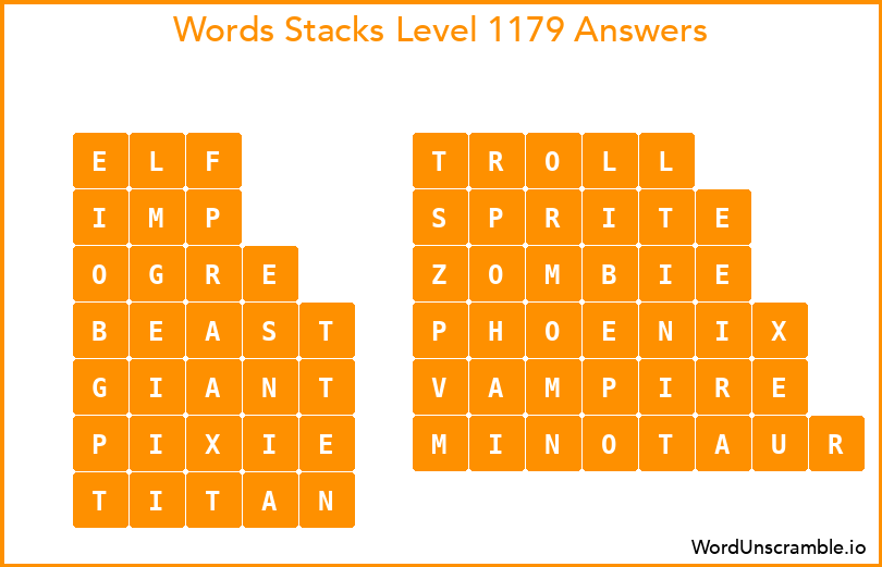 Word Stacks Level 1179 Answers