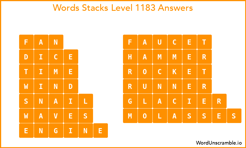 Word Stacks Level 1183 Answers
