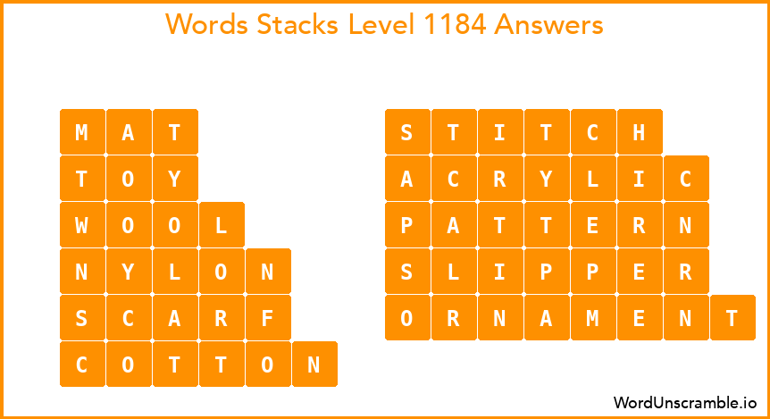 Word Stacks Level 1184 Answers