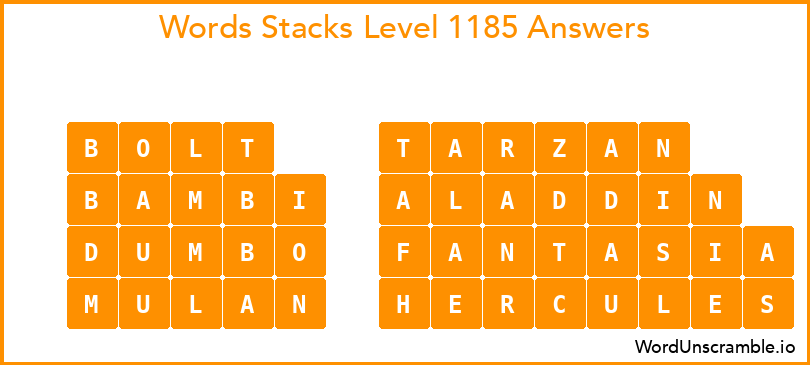 Word Stacks Level 1185 Answers