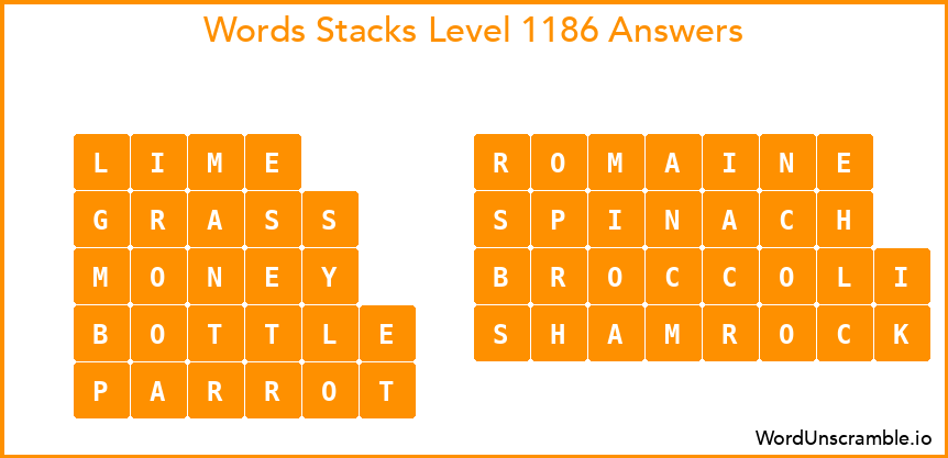 Word Stacks Level 1186 Answers