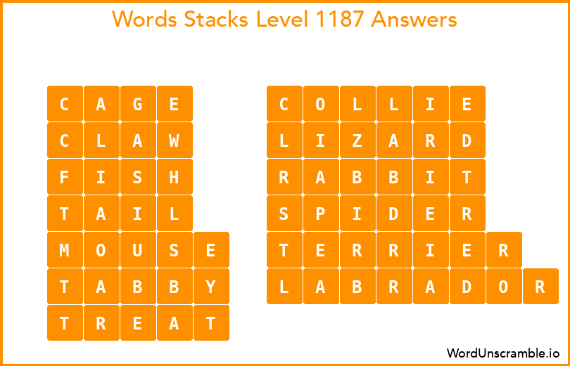 Word Stacks Level 1187 Answers