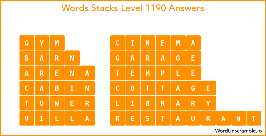 Word Stacks Level 1190 Answers