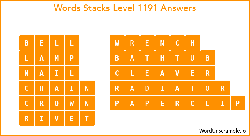Word Stacks Level 1191 Answers