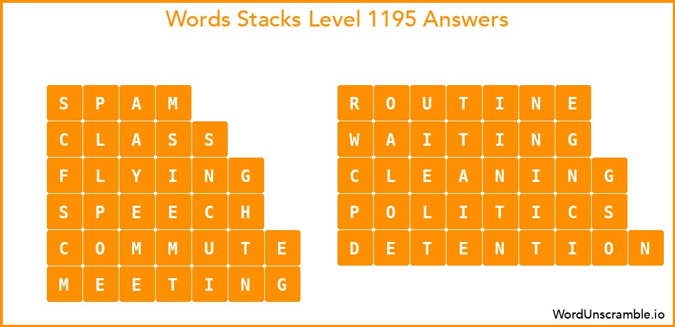 Word Stacks Level 1195 Answers