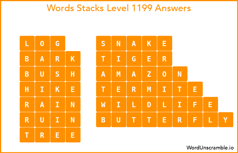 Word Stacks Level 1199 Answers