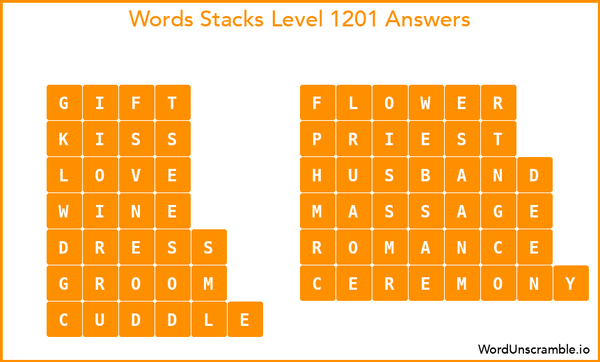 Word Stacks Level 1201 Answers