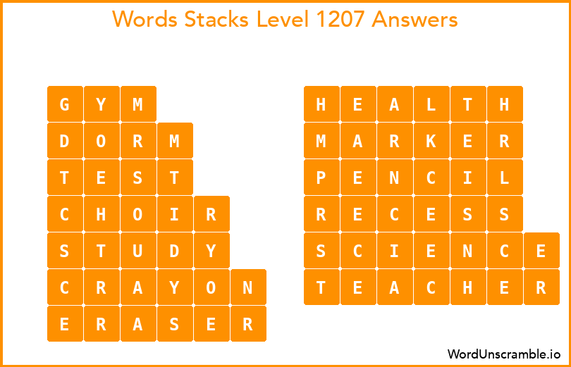 Word Stacks Level 1207 Answers