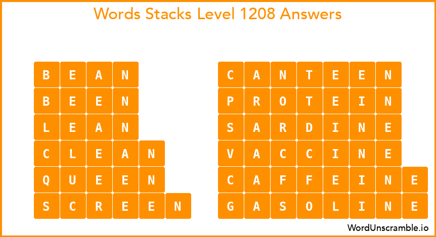 Word Stacks Level 1208 Answers