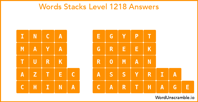 Word Stacks Level 1218 Answers