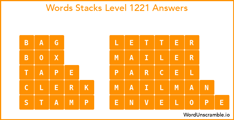 Word Stacks Level 1221 Answers
