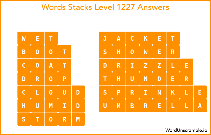 Word Stacks Level 1227 Answers