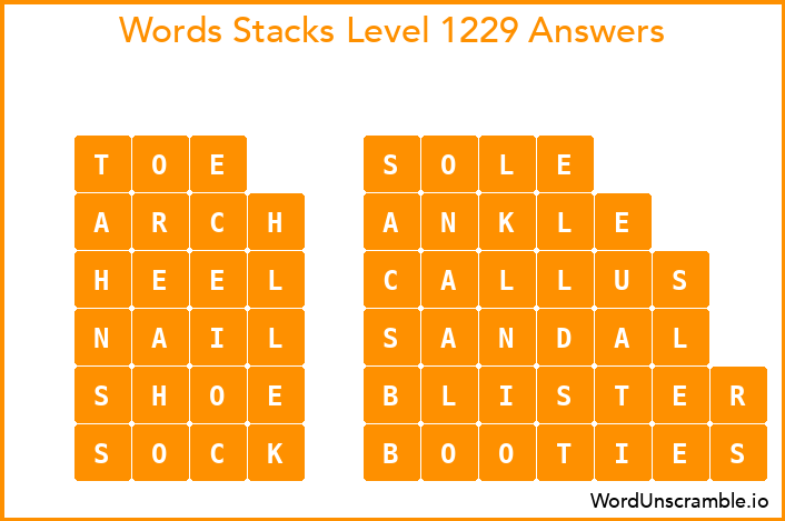 Word Stacks Level 1229 Answers