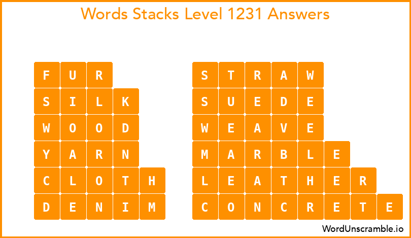 Word Stacks Level 1231 Answers