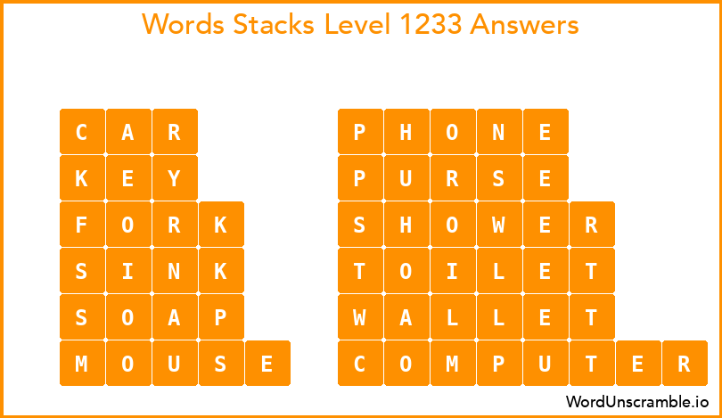 Word Stacks Level 1233 Answers