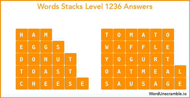 Word Stacks Level 1236 Answers