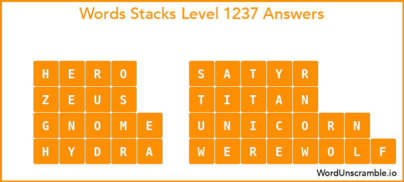 Word Stacks Level 1237 Answers
