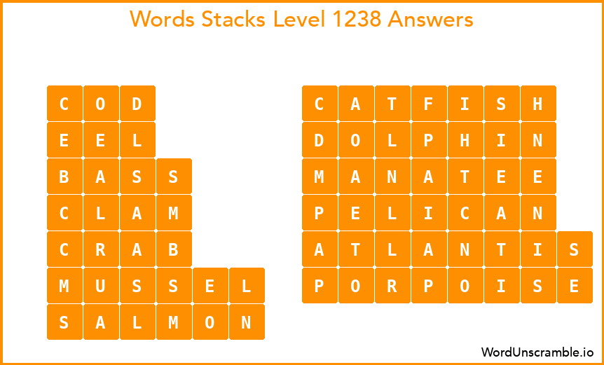 Word Stacks Level 1238 Answers