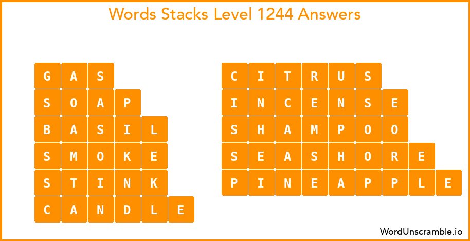 Word Stacks Level 1244 Answers