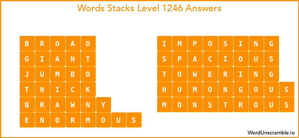 Word Stacks Level 1246 Answers