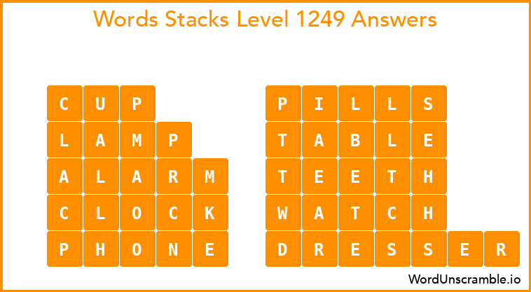 Word Stacks Level 1249 Answers