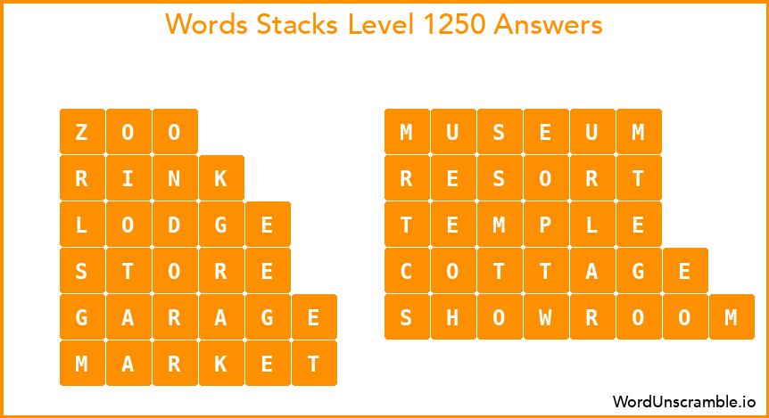 Word Stacks Level 1250 Answers