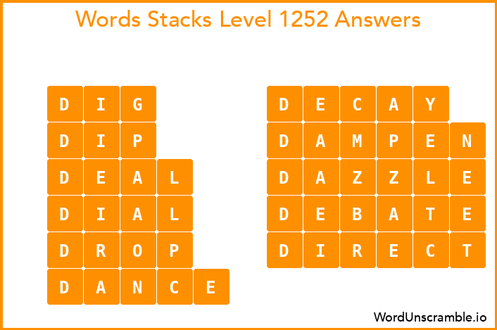 Word Stacks Level 1252 Answers
