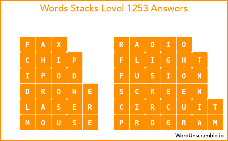 Word Stacks Level 1253 Answers