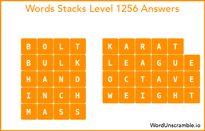 Word Stacks Level 1256 Answers