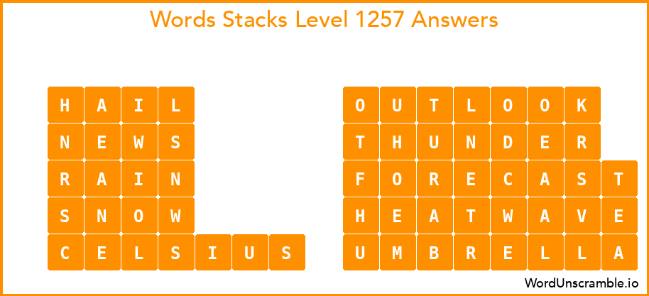 Word Stacks Level 1257 Answers