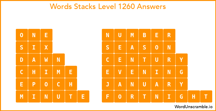 Word Stacks Level 1260 Answers