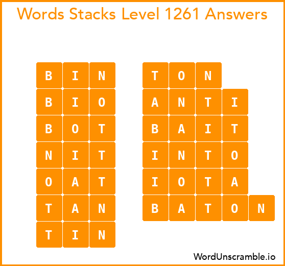 Word Stacks Level 1261 Answers