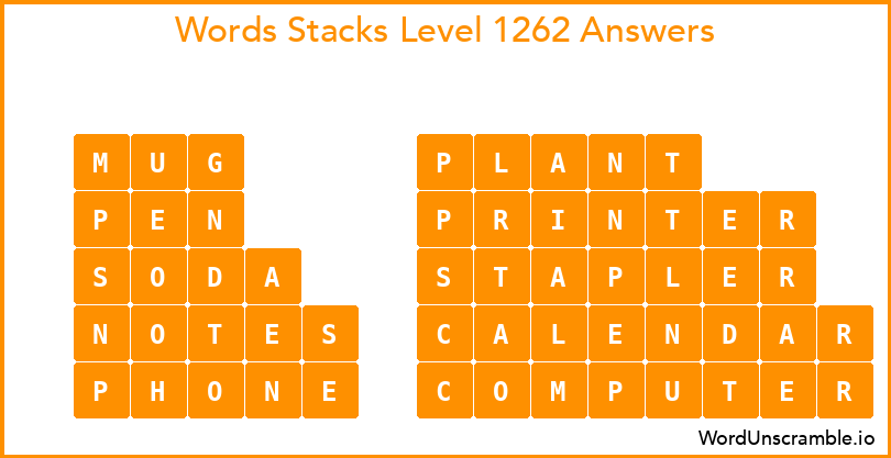 Word Stacks Level 1262 Answers