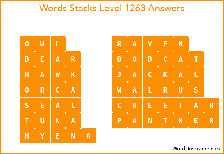 Word Stacks Level 1263 Answers