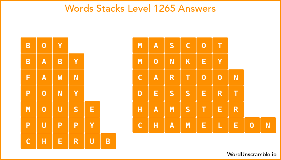 Word Stacks Level 1265 Answers
