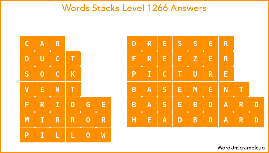 Word Stacks Level 1266 Answers