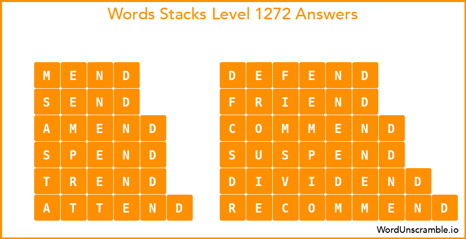 Word Stacks Level 1272 Answers