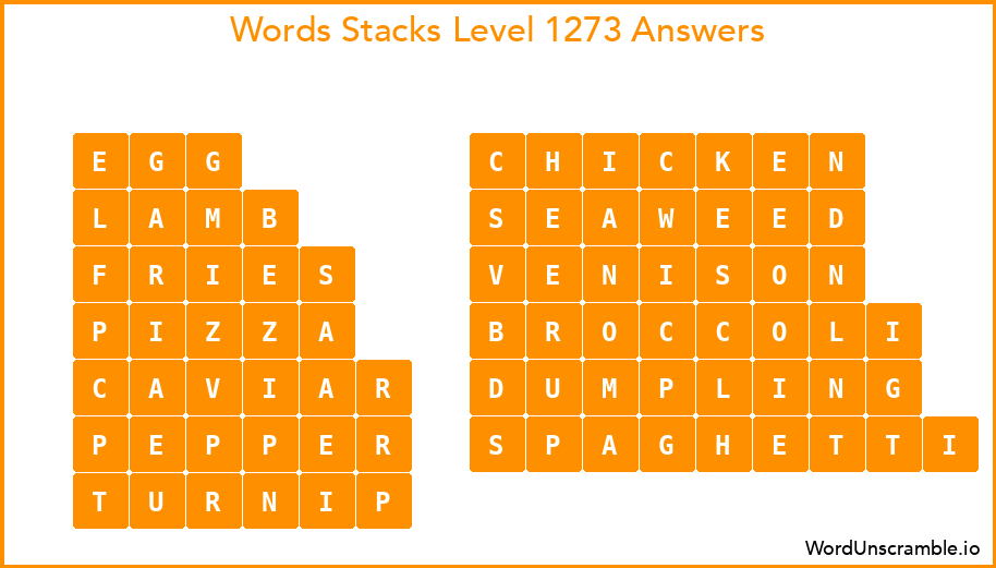 Word Stacks Level 1273 Answers