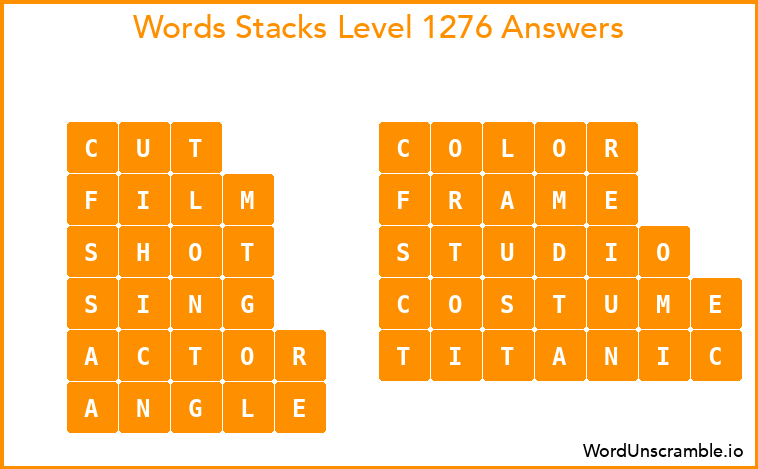 Word Stacks Level 1276 Answers