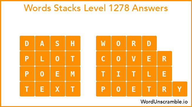 Word Stacks Level 1278 Answers