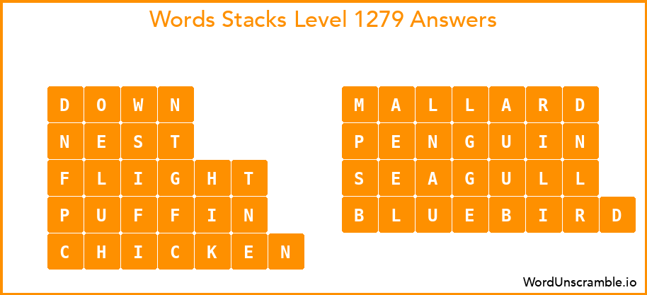 Word Stacks Level 1279 Answers