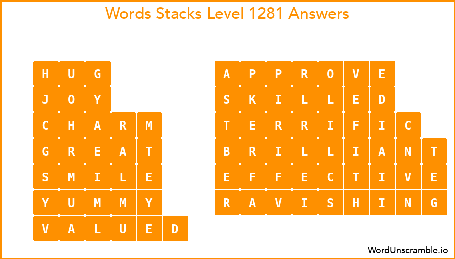 Word Stacks Level 1281 Answers