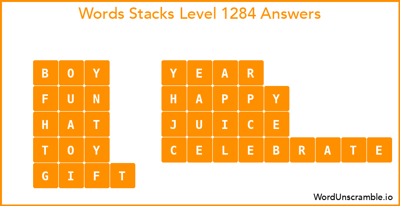 Word Stacks Level 1284 Answers