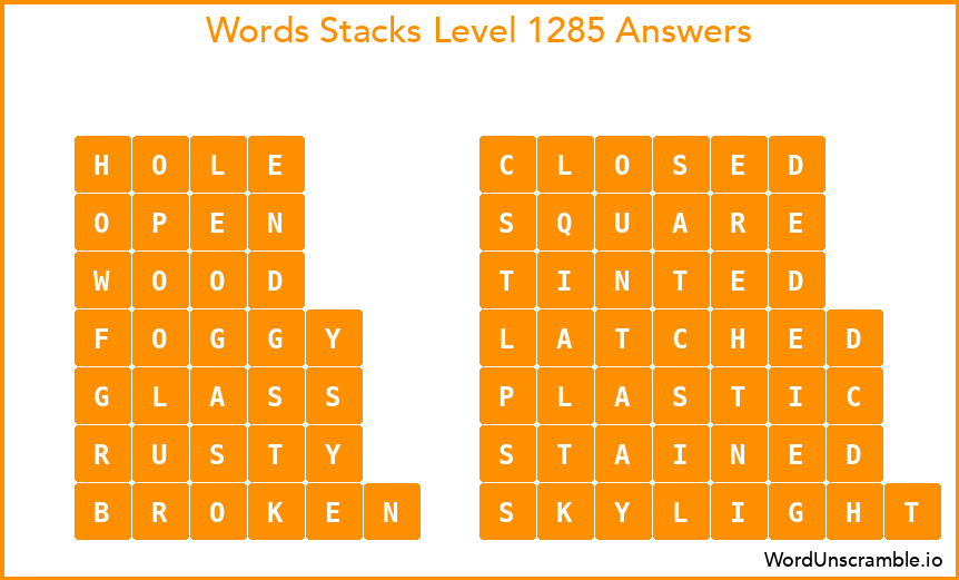 Word Stacks Level 1285 Answers