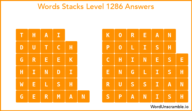 Word Stacks Level 1286 Answers